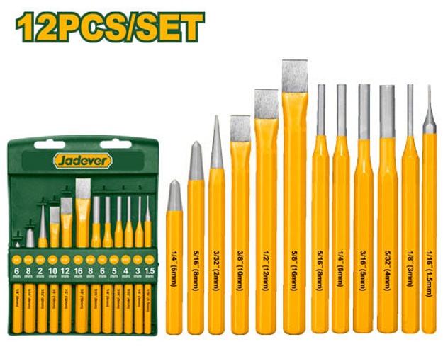 JADEVER Cold Chisel & Punch Set – 12 Piece