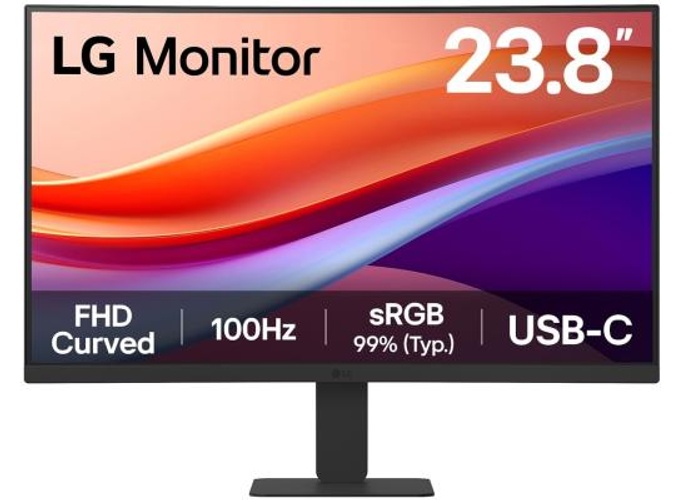 LG 24U421A 24" 1500R Curved Full HD 100Hz HDR10, 3-Side Borderless, LG Switch App, HDMI, USB Type-C 15W PD, Tilt Slim Stand, Black product thumbnail 2