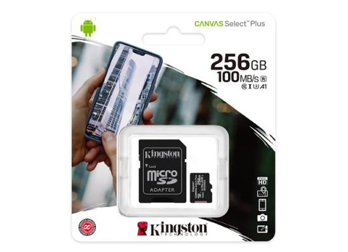 Kingston 256GB Canvas Select Plus microSDXC Card Up to 100MB/s A1 Class 10 UHS-I with Adapter product thumbnail 2