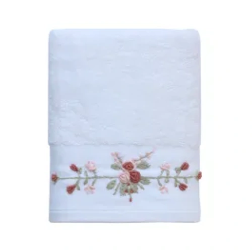 Nova Home Esra Floral Embroidered Towel - 100% Cotton - White (Available In Sizes) product thumbnail 2