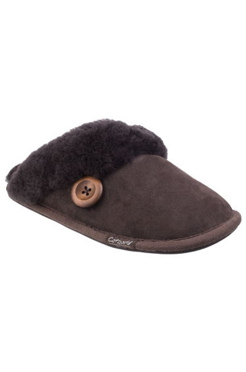 Cotswold Womens/Ladies Lechlade Sheepskin Mule Slippers - Chocolate