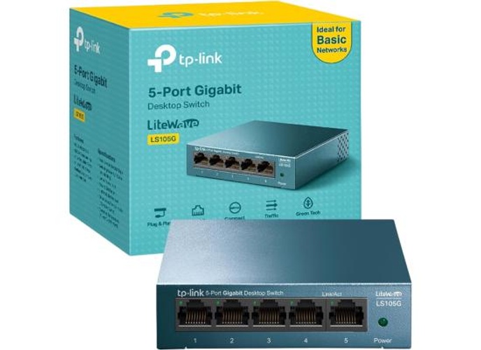 TP-Link LS105G 5-Port Desktop/WallMount Gigabit Ethernet Switch/Hub Network Splitter Steel Case product thumbnail 2
