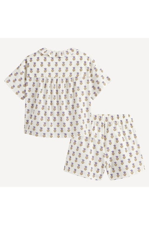 Cotton Short Pyjamas with Indian Flowers Print product thumbnail 3