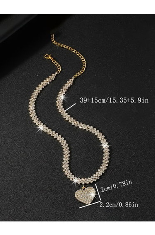 Sparkling Gold Heart Pendant Necklace product thumbnail 2