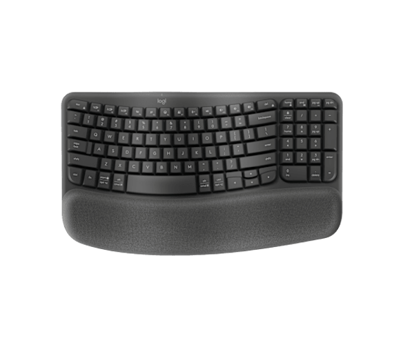 Logitech Wave Keys Comfortable Natural Typing, Easy-Switch, Bluetooth- Graphite Wireless Ergonomic Keyboard