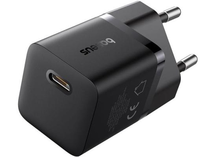 Baseus GaN5 Fast Charger (mini) 1C 25W EU Cluster Supports PPS, PD 3.0, QC 3.0 - Black product thumbnail 2