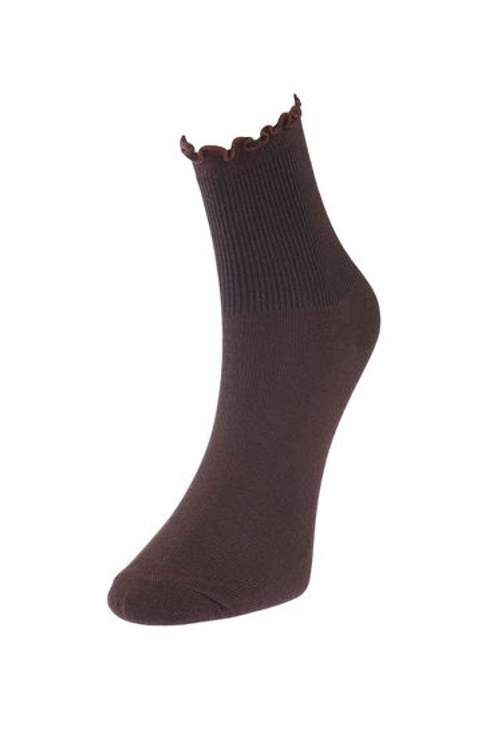 Multicolored 3-Pack Cotton Elastic Mouth Lettuce Detailed Knitted Socks product thumbnail 4