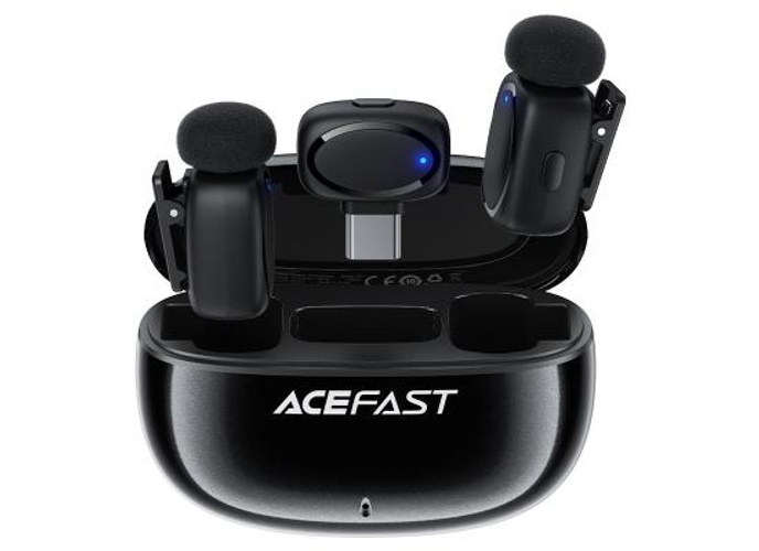 ACEFAST R2 Wireless Lavalier Dual Microphone For iPhone Android USB-C AI Noise Reduction Low Latency Lossless Sound Mics - Black product thumbnail 2