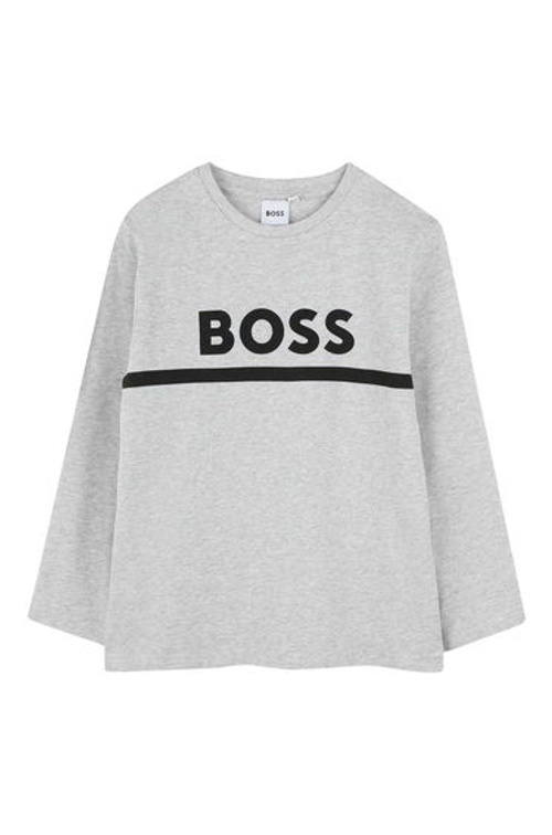Boss Boys Logo Long-Sleeved T-Shirt - Grey