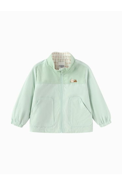 Boys' Solid Zip-Up Jacket With Corduroy Detail