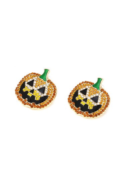 Pumpkin Face Diamond Decor Earrings product thumbnail 3