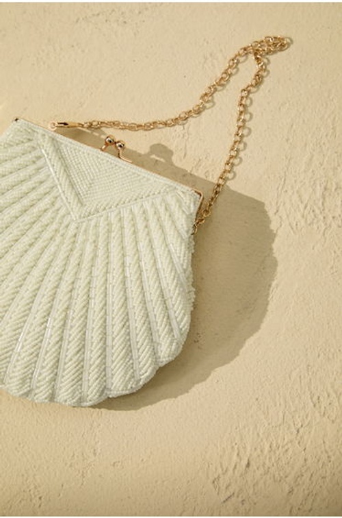 Woven Pearl Embellished Seashell Handbag product thumbnail 2