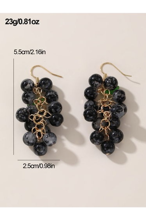 Black Grape-Shaped Drop Earrings product thumbnail 4