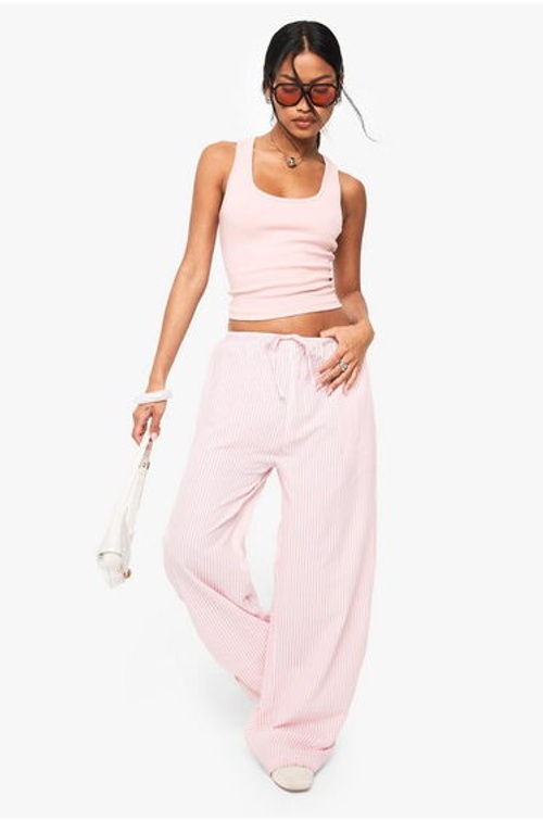 BOOHOO BASICS RIB SCOOP NECK RACER BACK VEST TOP - baby pink