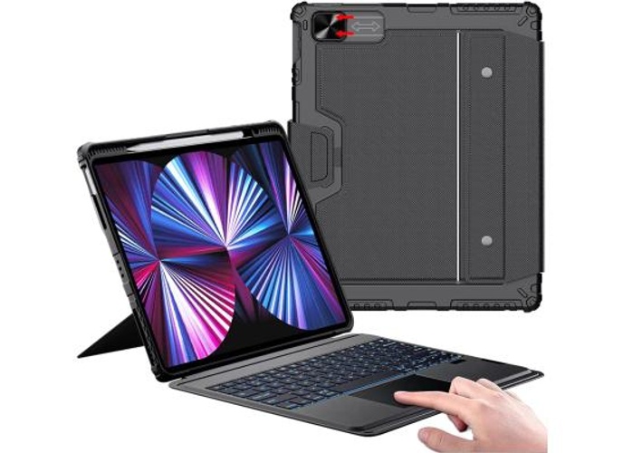 Nillkin iPad Air 13-inch Case Keyboard (M3,2025/M2,2024), Slide Camera Cover, iPad Pro 12.9 Protective Case with Backlit Wireless Detachable Keyboard Arabic / English, Trackpad and Pencil Holder - Black product thumbnail 2