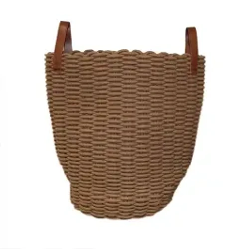 Weva Ridger Cotton Laundry Basket With Leather Handle - Taupe product thumbnail 2