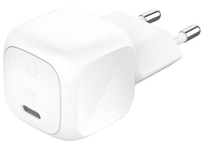 Belkin BoostCharge Compact 20W USB-C PD Fast Charging AC Charger for All iPhone 16 and iPhone 15 Models Samsung Galaxy S25, iPad, AirPods, and More - White product thumbnail 2
