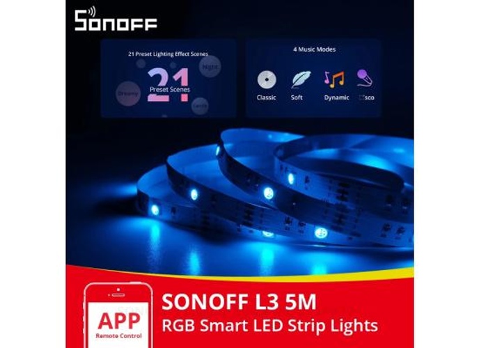 SONOFF 5M L3 LED Strip, WiFi 5050 RGB Strip, 16 Million Colors, Adjustable Brightness Mode, Compatible with Alexa/Google Home/SmartThings, for Bedroom, Party product thumbnail 2