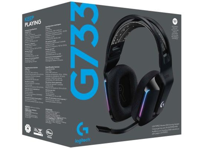 Logitech G733 LightSpeed Wireless Headset w/ Suspension Headband Lightsync RGB & Blue VOiCE MIC Technology , Black product thumbnail 2