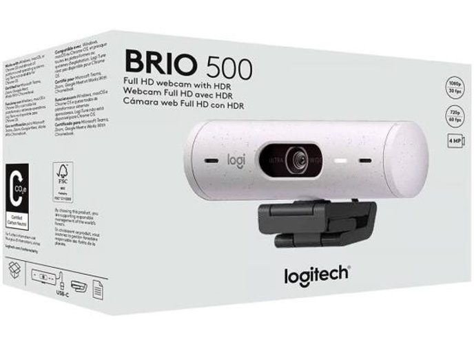 Logitech Brio 500 Full HD Webcam with Auto Light Correction Show Mode Dual Noise Reduction Mics Privacy Cover For Microsoft Teams, Google Meet, Zoom, USB-C Cable product thumbnail 2