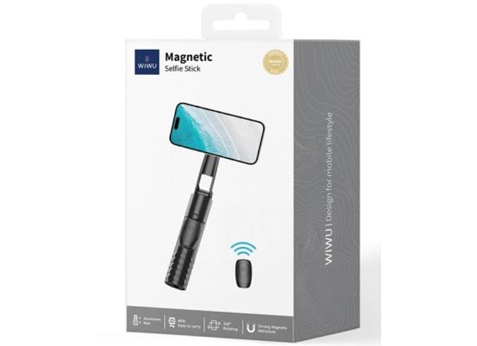 WiWU Wi-SE014 Magnetic Selfie Stick Wireless Bluetooth Selfie Stick with Tripod Portable Stick with Remote Control - Black product thumbnail 2
