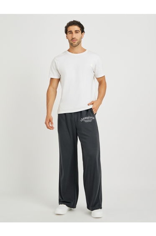 Oversize Open Hem Embroidered Joggers
