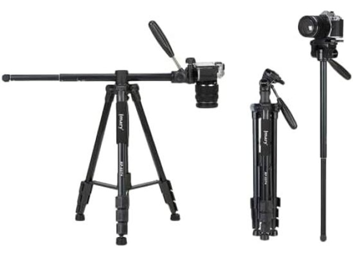 Jmary KP-2274 Horizontal Axis Multi-Functional Professional Tripod 1.67M - Black product thumbnail 2