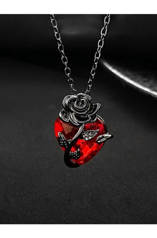 Heart and Flower Shape Drop Necklace product thumbnail 4
