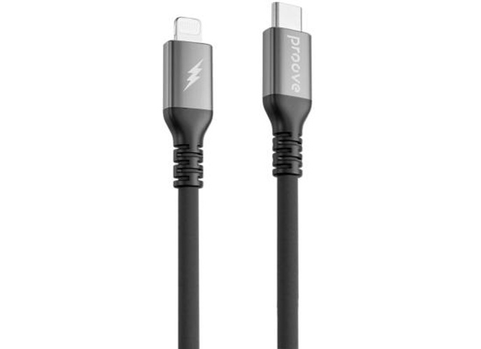 Proove ReGen Silicone Type-C to Lightning Cable 27W 1m Flexible, Fast Charging – Compatible with Laptops, Tablets, Smartphones, iPhone, iPad, and More - Black product thumbnail 2