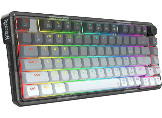 Redragon K673GG PRO 75% Wireless Gasket RGB Gaming Keyboard, 3-Modes 81 Keys Compact Mechanical Keyboard Hot-Swap Socket, Dedicated Knob Control and Sound Absorbing Pads, Linear - Red Switch product thumbnail 2