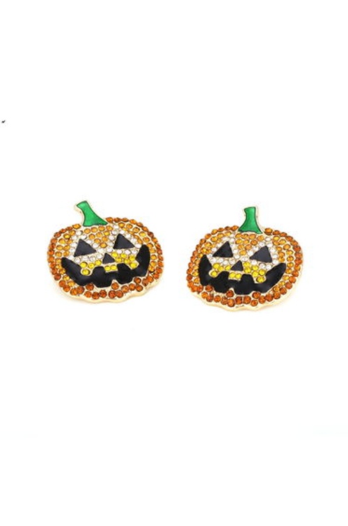 Pumpkin Face Diamond Decor Earrings product thumbnail 2