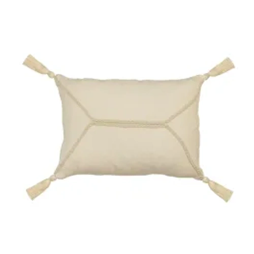 Nova Home Tressia Handmade Embroidered 100% Cotton Cushion Cover - 35x50 Cm - Offwhite product thumbnail 2