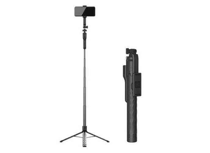 JMARY KT-239 1.75m Telescopic Selfie Stick Tripod Stand Cell Phone Clip Rotation Design Camera Mount Holder - Black product thumbnail 2