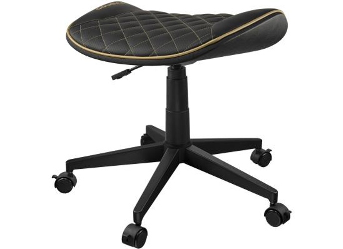 Cougar CROSSER Multi-Use Gaming Stool Scalloped Seat PVC Synthetic Leather Upholstery Adjustable Height Base with 5 Wheels Up to 120 kg Weight Support, Balck-Gold product thumbnail 2