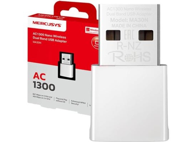 Mercusys MA30N USB WiFi Adapter, AC1300Mbps, Network Card, Nano Card, Dual Band, USB 2.0, WPA3, Plug & Play, Windows 11/10 product thumbnail 2