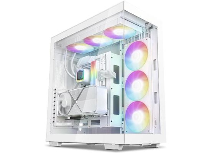 DeepCool CH780 ATX+ Panoramic Dual Chamber w/ Vertical Mount & Gen 4 Riser Cable Tempered Glass 3x Trinity 140mm ARGB Fans - White product thumbnail 2