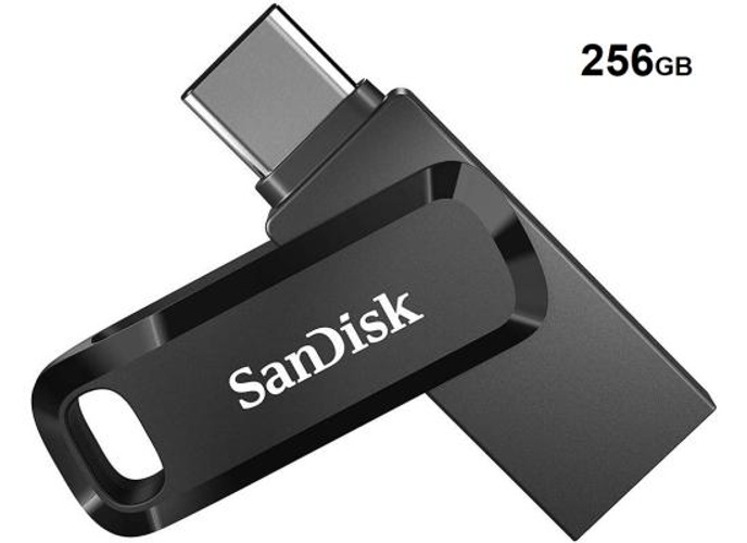SanDisk 256GB Ultra Dual Drive Go 2-in-1 Flash Drive, 256GB Capacity, Type-A and Type-C Connectors, USB 3.2 Gen 1, 400 MB/s Max Read Speed, Swivel Cover with Keyring Hole, Black product thumbnail 2
