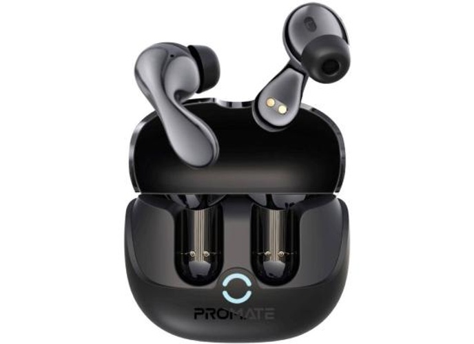 Promate Baton True Wireless Earbuds with Active and Environmental Noise Cancellation, Bluetooth 5.4, Low Latency Game Mode, 4 Mics for Superior Sound Quality, Transparency Mode, 40Hrs Playtime - Black product thumbnail 2