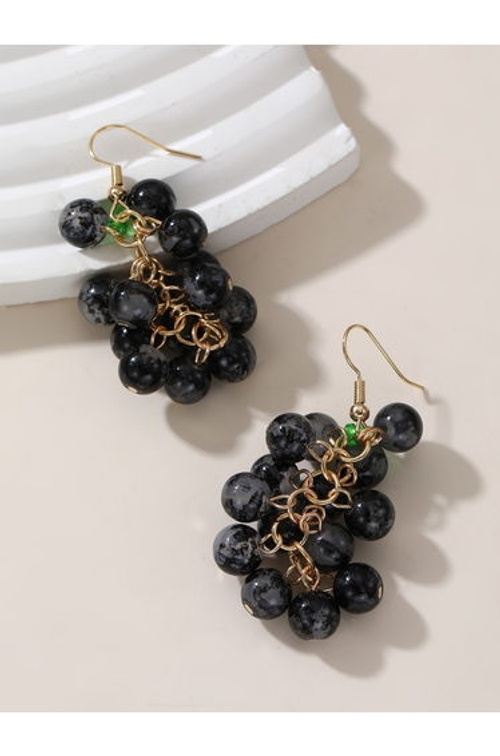 Black Grape-Shaped Drop Earrings product thumbnail 2