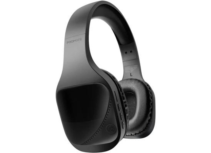 Promate NOVA Wire & Wireless Hi-Fi Stereo w/ MicroSD FM Radio AUX Port Noise Isolation Built-in Mic & On-Ear Control - Black product thumbnail 2
