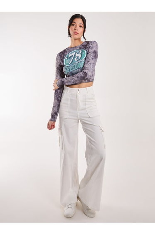 Racer Washed Printed Long Sleeve Top product thumbnail 2