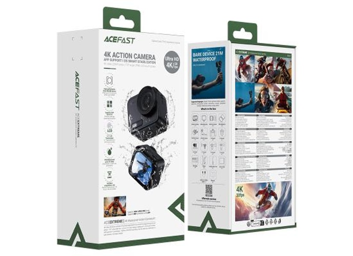ACEFAST X1 4K Action Camera, 20MP High-Resolution 30 Fps, 170° Ultra-Wide-Angle Lens, 2.1-Inch High-Definition LCD Touchscreen, Waterproof - Black product thumbnail 2
