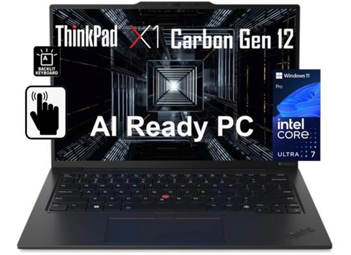 Lenovo ThinkPad X1 Carbon Gen 12 (2024) Intel Core Ultra 7 155U 12-Cores w/ Intel® AI Boost NPU & Carbon Fiber Magnesium Chassis & Touch Screen - Black product thumbnail 2