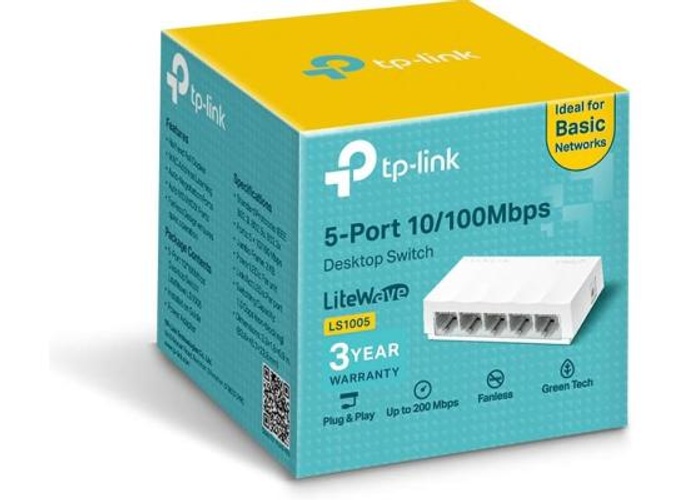 TP-Link LS1005 5-Port 10/100Mpbs Desktop Switch Ethernet SPLITTER Plastic Case product thumbnail 2