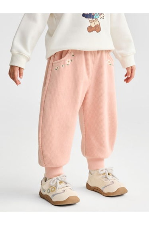 Girls' Jogger Pants with Embroidered Flowers product thumbnail 2