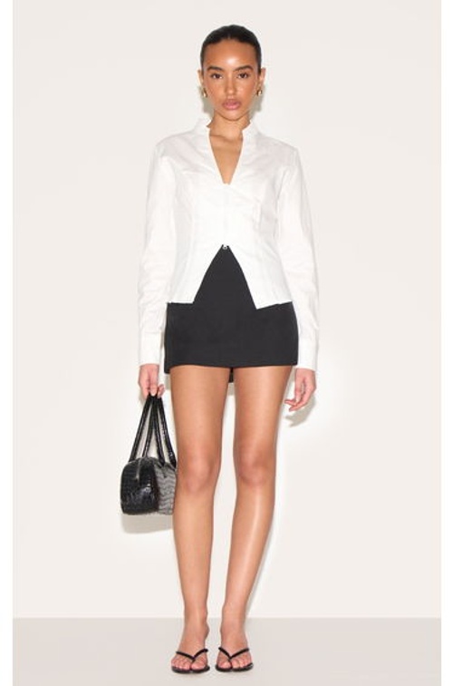 Petite White Zip Up Shirt product thumbnail 3