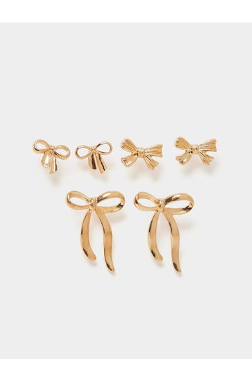 Pack of 3 - Gold Bow Stud Earrings product thumbnail 2