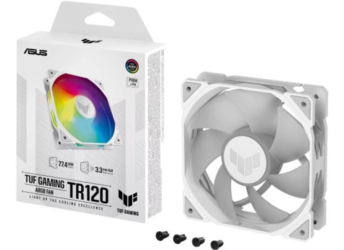 ASUS TUF Gaming TR120 ARGB Fan 3Pin Double-Layer LED 2000rpm 3.3mm H2O 77.4 CFM 16 Individually Addressable RGB LEDs 1 Pack - White product thumbnail 2