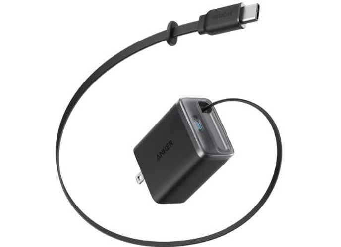 Anker Nano USB C Charger Block, 35W Max 2-Port Compact Charger with Durable Built-in Anker InstaCord Retractable Cable, with iPhone 17/16/15 Series, iPad, and More - Black product thumbnail 2