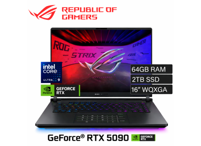 ASUS ROG Strix SCAR 16 (2025) G635LX Intel Core Ultra 9 Gen II 275HX 24-Cores w/ NVIDIA RTX™ 5090 24GB DDR7 & ROG Nebula IPS 2.5K 240Hz Display , Off Black product thumbnail 2